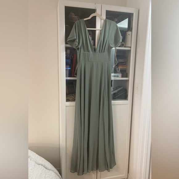 Lulus | Dresses | Promise Of Love Sage Brush Flutter Sleeve Maxi Dress